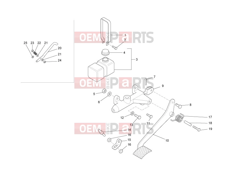 ape 50 2009-től BRAKING SYSTEM - TRANSMISSIONS » CONTROL PEDALS - LEVERS