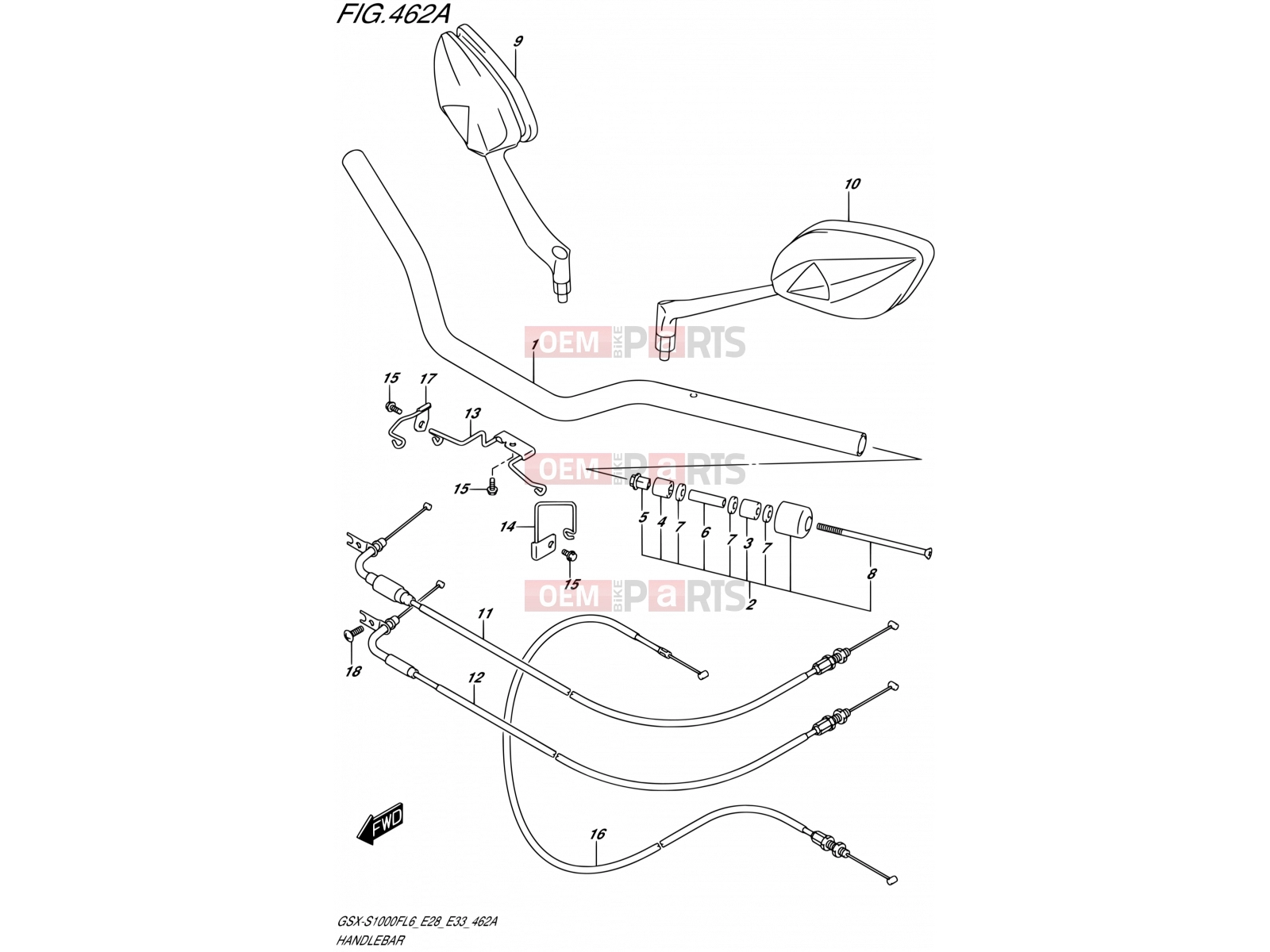SUZUKI GSX-S1000F L6 (2016) (E28 E33) 462A - HANDLEBAR