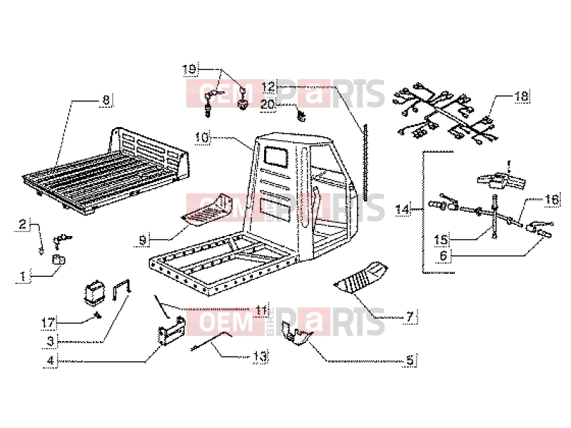 ape WEB 50CC 2T 2001-2008 CHASSIS » BATTERY SUPPORTS-FRAME COMPONENTS