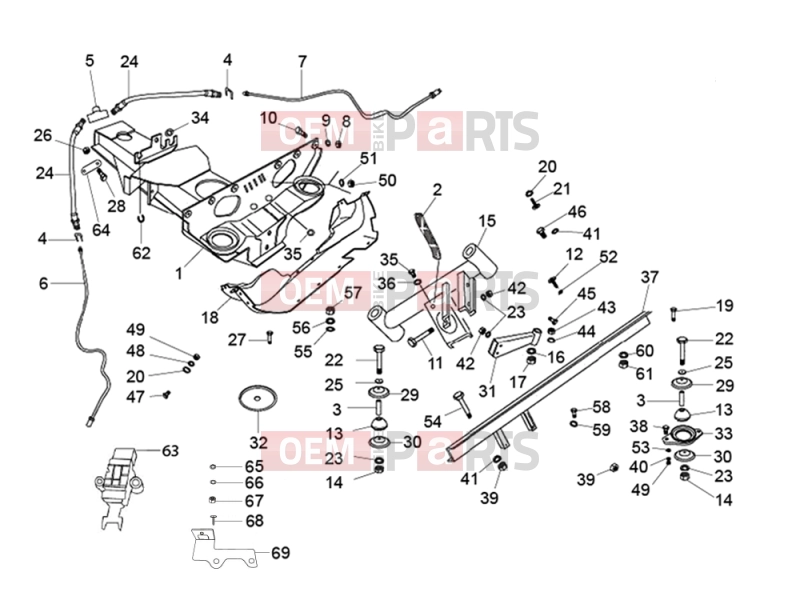 ape Classic 400 2014-től FRAME - PLASTIC PARTS - COACHWORK » ENGINE MOUNTS