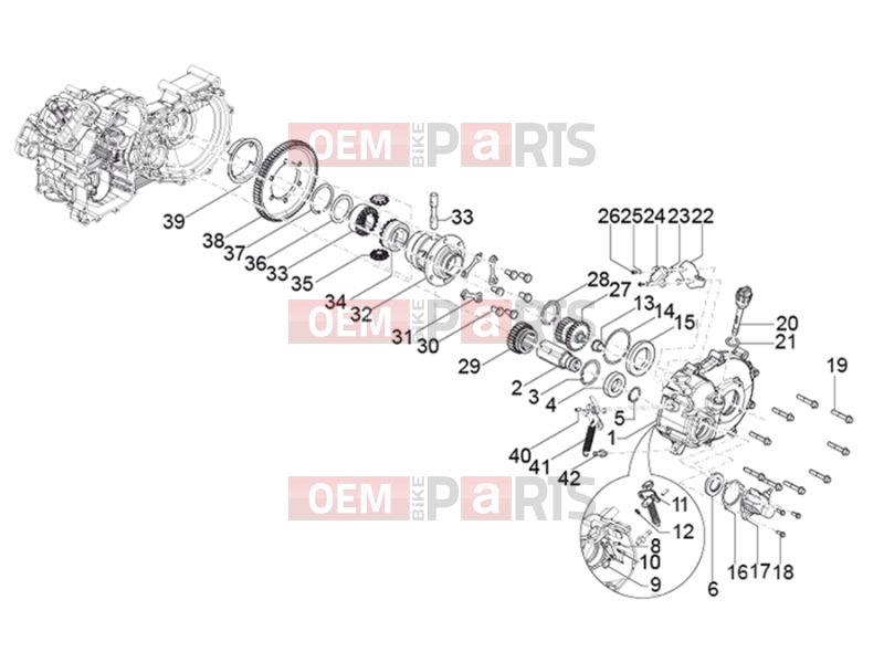 ape Classic 400 2014-től ENGINE » TRANSMISSION ASSEMBLY