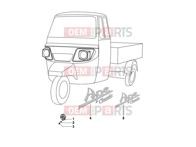 ape MP 601 Classic 2006-2013 FRAME - PLASTIC PARTS - COACHWORK » PLATES - EMBLEMS