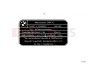 BMW Motorrad BMW 2017 R-Models K5x R 1200 RS (0A05, 0A15) Type plate Gulf states