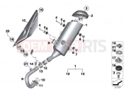 BMW Motorrad BMW 2018 C-Models C 400 X (0C09, 0C19) Exhaust system parts with mounting