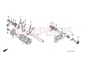 HONDA XR250RJ XR250R 1988 E-14 TRANSMISSION DRUM / CLUTCH FORK